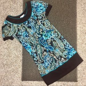 dress • short sleeve • brown/turquoise • size 4